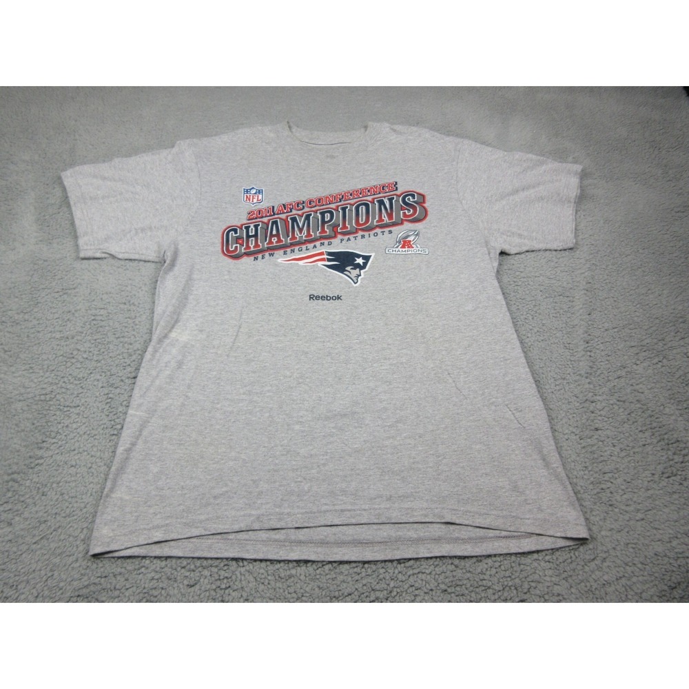 New England Patriots Shirt Mens Large Gray NFL Football 2011 AFC Champs Reebok